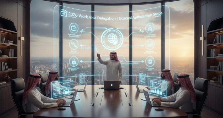 تفويض مكتب استقدام على تأشيرة عمل 2026 | خطوات التفويض الخارجي - تنفيذ
