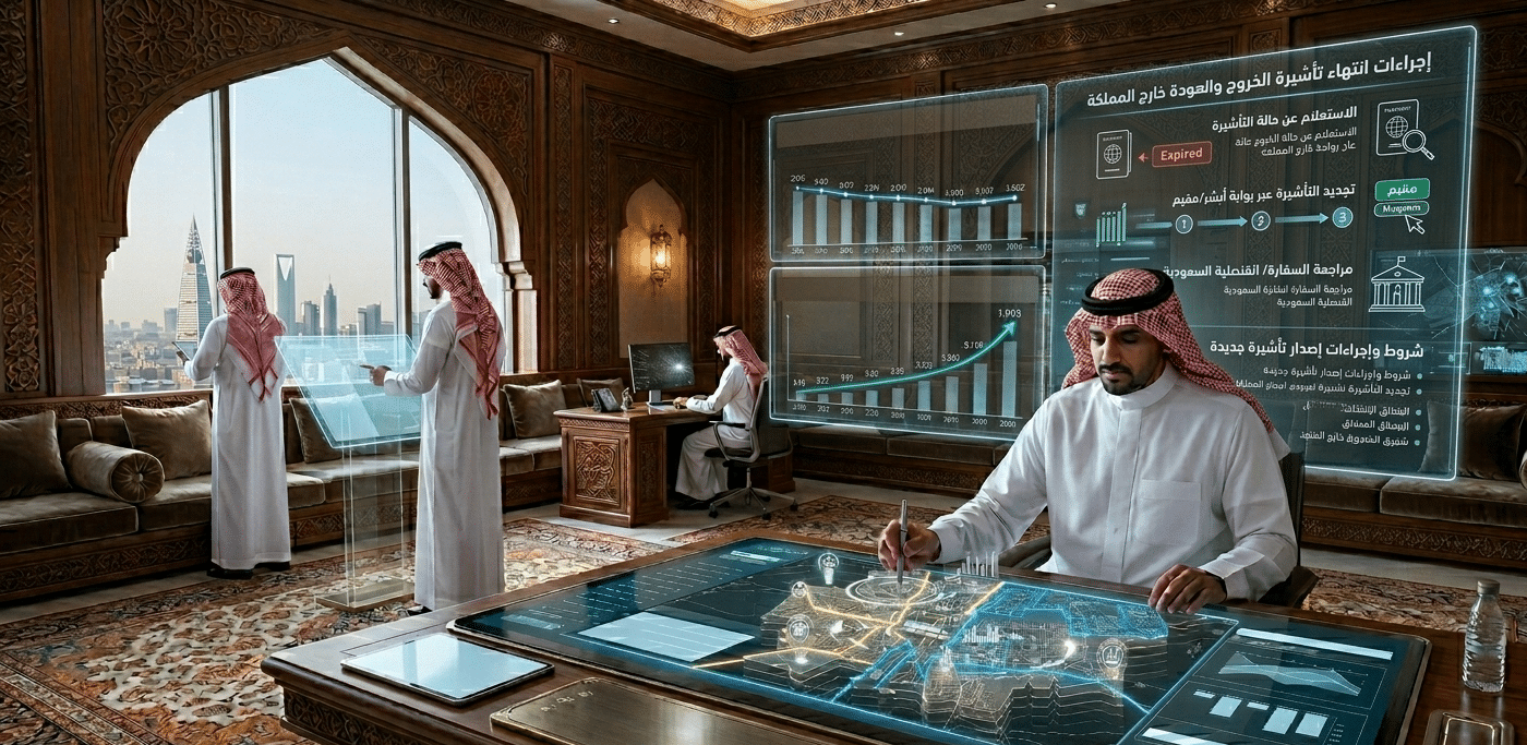 إذا انتهت تأشيرة الخروج والعودة وانا خارج المملكة