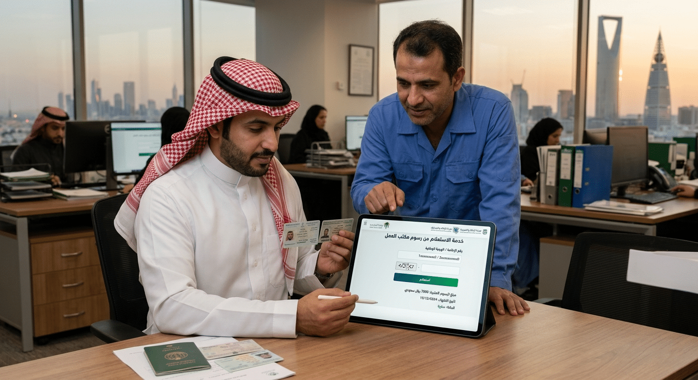 استعلام عن رسوم مكتب العمل برقم الاقامة