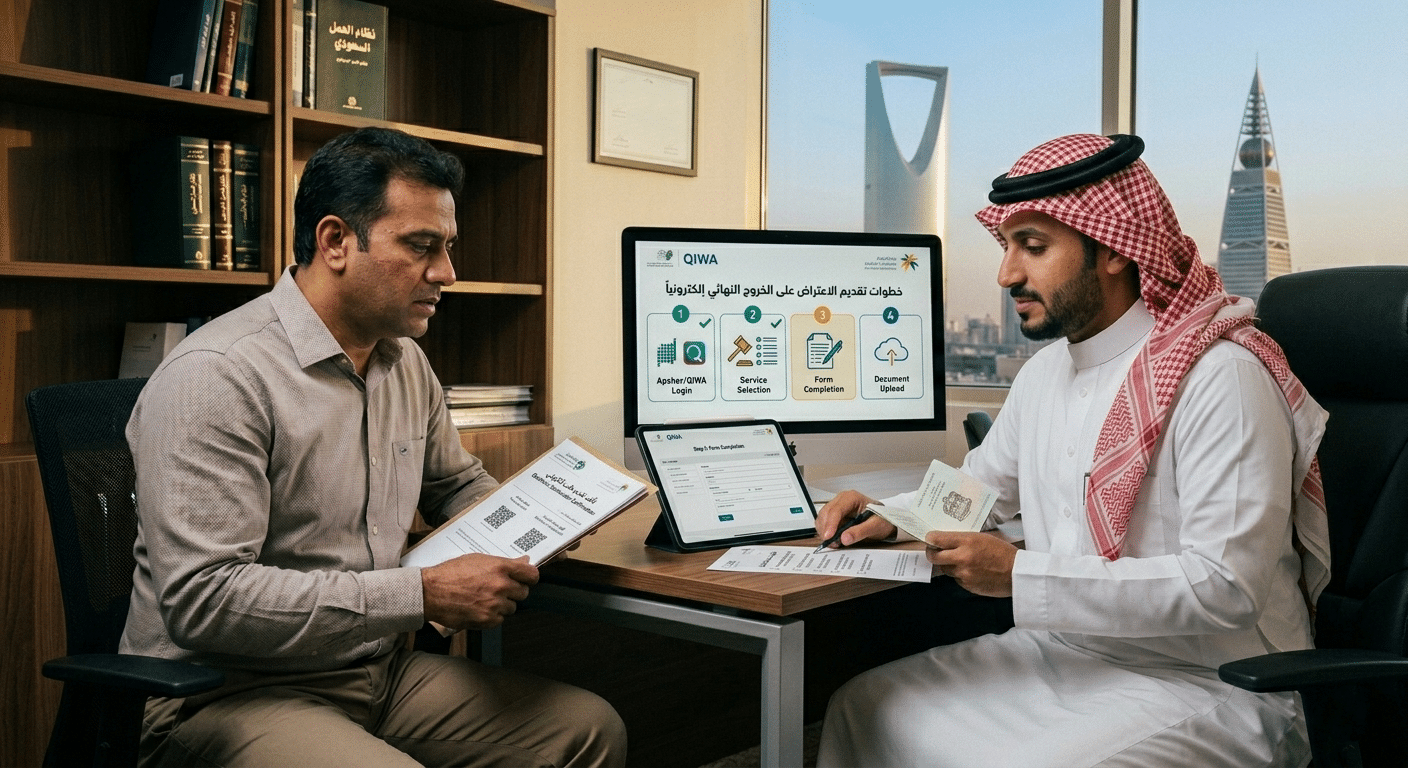 خطوات تقديم الاعتراض على الخروج النهائي إلكترونياً