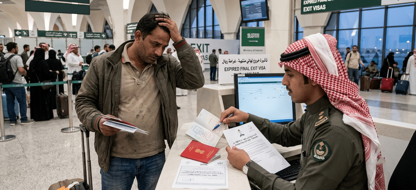 غرامة انتهاء تأشيرة الخروج النهائي