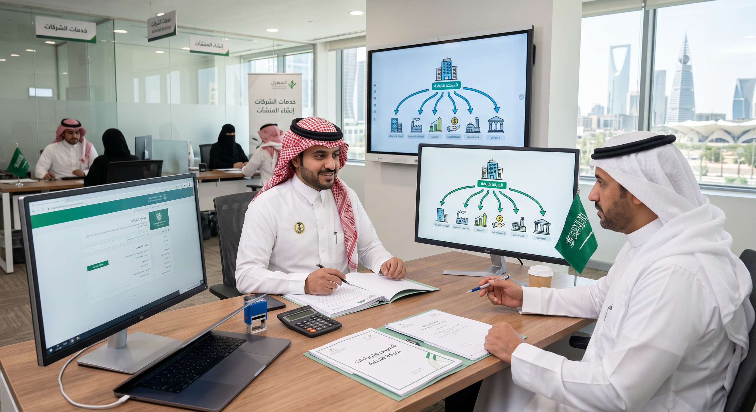 مكتب خدمات حكومية سعودي يقوم ب تأسيس وإجراءات إنشاء شركة قابضة