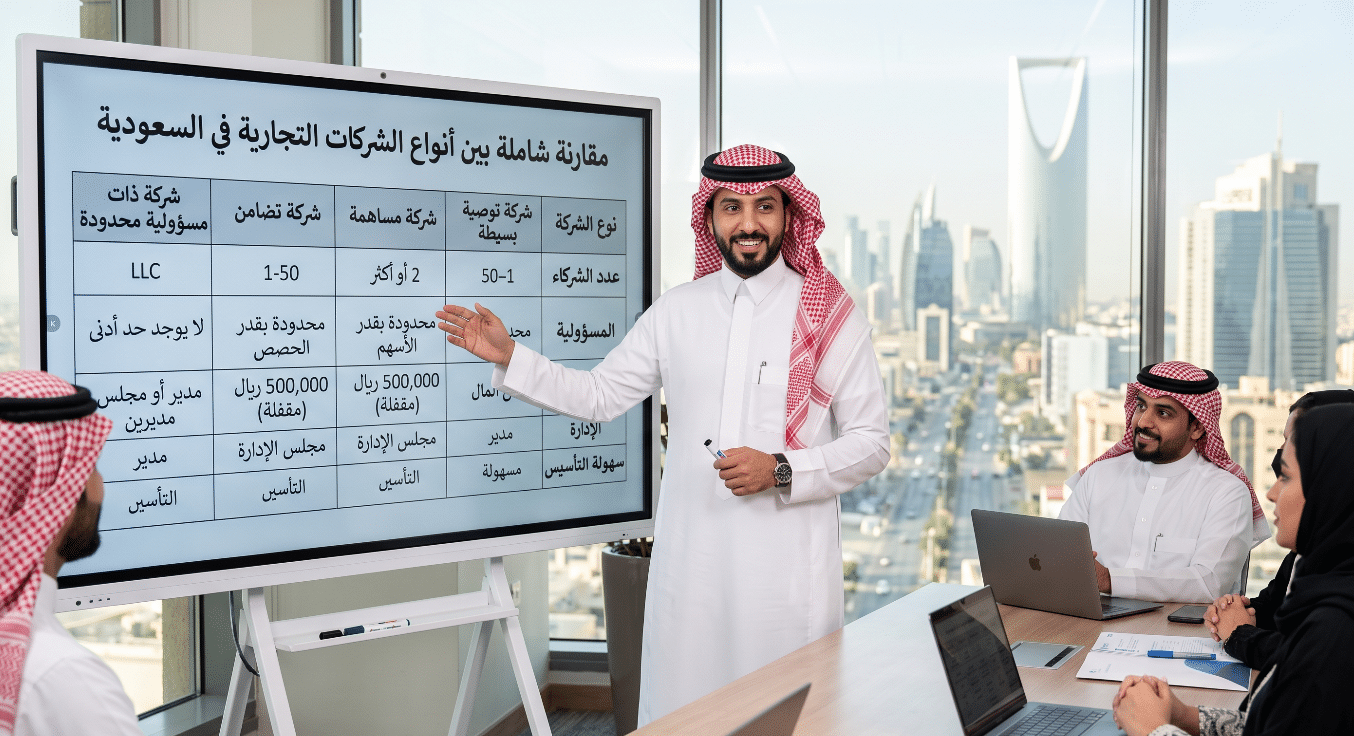 موظف سعودي يشرح مقارنة شاملة بين أنواع الشركات التجارية في السعودية