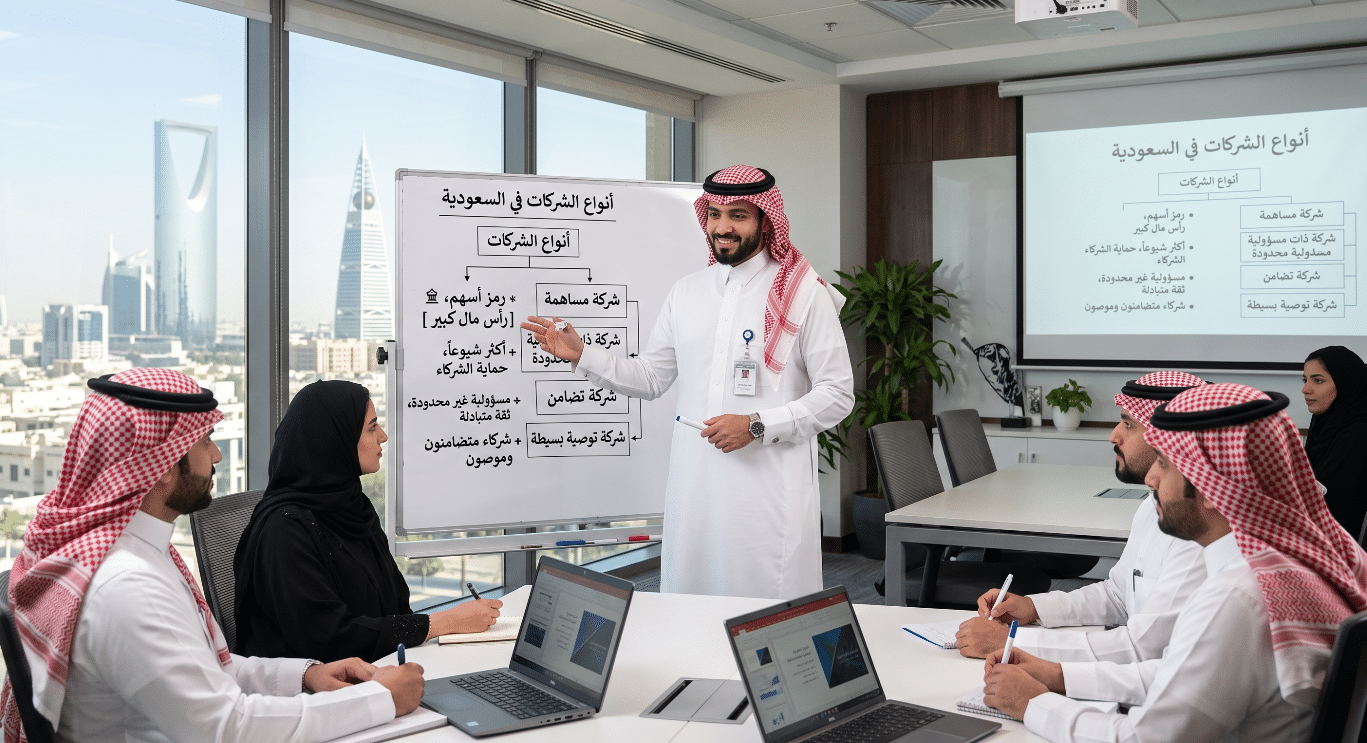 موظف فى شركة تنفيذ لتأسيس الشركا ت يشرح انواع الشركات في السعودية